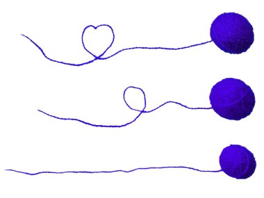 Yün ipliğinin arka planı, örgü ipliği, iplik çerçevesi olarak da kullanılabilir. Beyaz arka planda izole edilmiş el sanatları için mavi örgü ipliği