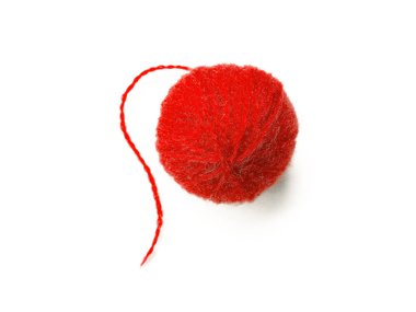 Yün ipliğinin arka planı, örgü ipliği, iplik çerçevesi olarak da kullanılabilir. Beyaz arka planda izole edilmiş el sanatları için kırmızı örgü ipliği