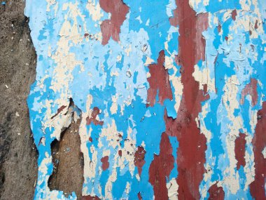 Kirli ve eski ahşap duvar dokusu arka planı. Soyulmuş boyalı ahşap duvarlar. Ahşap duvar dokusu duvar çerçevesi ve duvar arkaplanı olarak kullanılabilir