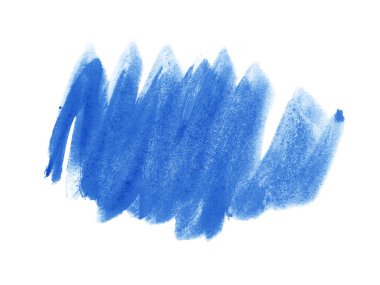 Mavi suluboya karalama dokusu. Beyaz arka planda soyut suluboya. Bu bir el çizimi. Mavi soyut suluboya arkaplan