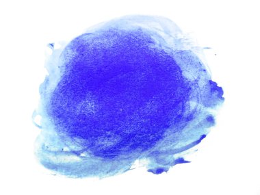 Mavi suluboya karalama dokusu. Beyaz arka planda soyut suluboya. Bu bir el çizimi. Mavi soyut suluboya arkaplan