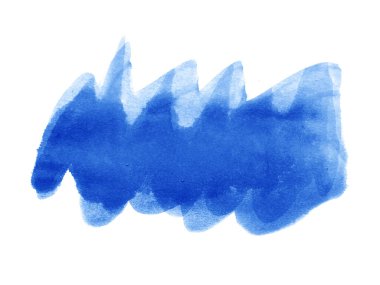 Mavi suluboya karalama dokusu. Beyaz arka planda soyut suluboya. Bu bir el çizimi. Mavi soyut suluboya arkaplan