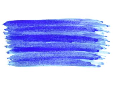 Mavi suluboya karalama dokusu. Beyaz arka planda soyut suluboya. Bu bir el çizimi. Mavi soyut suluboya arkaplan