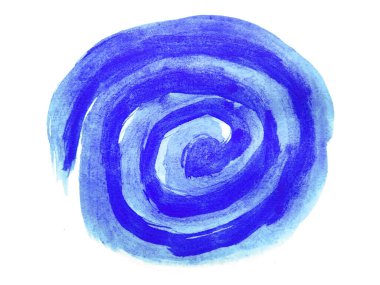 Mavi suluboya karalama dokusu. Beyaz arka planda soyut suluboya. Bu bir el çizimi. Mavi soyut suluboya arkaplan