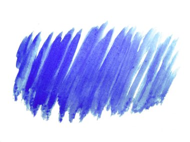 Mavi suluboya karalama dokusu. Beyaz arka planda soyut suluboya. Bu bir el çizimi. Mavi soyut suluboya arkaplan