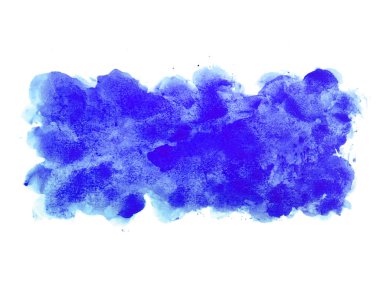 Mavi suluboya karalama dokusu. Beyaz arka planda soyut suluboya. Bu bir el çizimi. Mavi soyut suluboya arkaplan