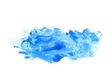 Mavi suluboya karalama dokusu. Beyaz arka planda soyut suluboya. Bu bir el çizimi. Mavi soyut suluboya arkaplan
