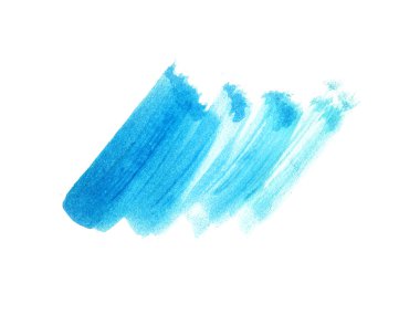 Mavi suluboya karalama dokusu. Beyaz arka planda soyut suluboya. Bu bir el çizimi. Mavi soyut suluboya arkaplan
