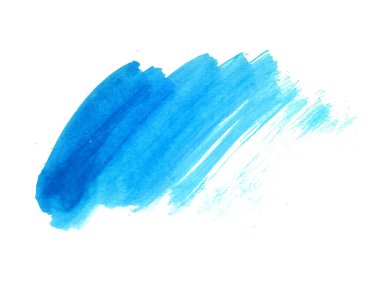 Mavi suluboya karalama dokusu. Beyaz arka planda soyut suluboya. Bu bir el çizimi. Mavi soyut suluboya arkaplan