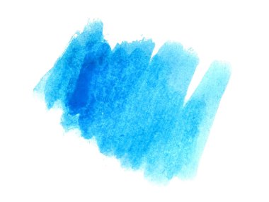 Mavi suluboya karalama dokusu. Beyaz arka planda soyut suluboya. Bu bir el çizimi. Mavi soyut suluboya arkaplan