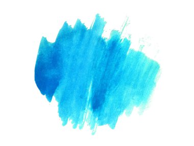 Mavi suluboya karalama dokusu. Beyaz arka planda soyut suluboya. Bu bir el çizimi. Mavi soyut suluboya arkaplan