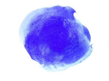 Mavi suluboya karalama dokusu. Beyaz arka planda soyut suluboya. Bu bir el çizimi. Mavi soyut suluboya arkaplan