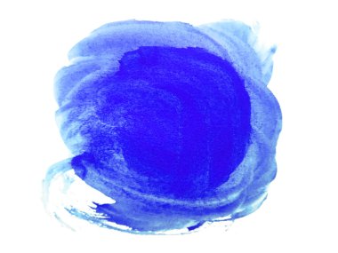 Mavi suluboya karalama dokusu. Beyaz arka planda soyut suluboya. Bu bir el çizimi. Mavi soyut suluboya arkaplan