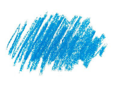 Beyaz arka planda soyut boya kalemi. Mavi pastel boya dokusu. Pastel boya lekesi. Bu bir el çizimi. Mavi soyut boya kalemi arkaplanı