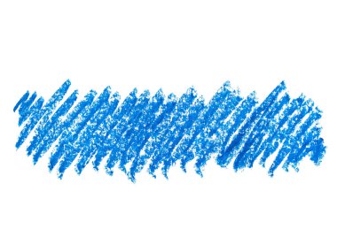 Beyaz arka planda soyut boya kalemi. Mavi pastel boya dokusu. Pastel boya lekesi. Bu bir el çizimi. Mavi soyut boya kalemi arkaplanı