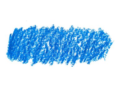 Beyaz arka planda soyut boya kalemi. Mavi pastel boya dokusu. Pastel boya lekesi. Bu bir el çizimi. Mavi soyut boya kalemi arkaplanı