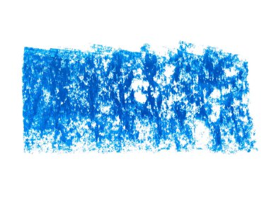 Beyaz arka planda soyut boya kalemi. Mavi pastel boya dokusu. Pastel boya lekesi. Bu bir el çizimi. Mavi soyut boya kalemi arkaplanı