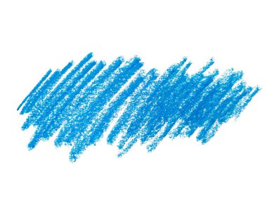 Beyaz arka planda soyut boya kalemi. Mavi pastel boya dokusu. Pastel boya lekesi. Bu bir el çizimi. Mavi soyut boya kalemi arkaplanı