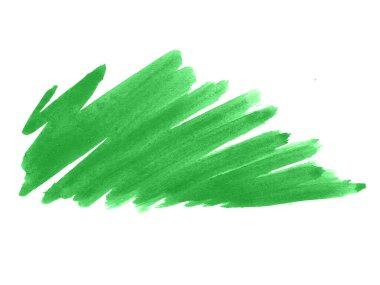 Yeşil suluboya karalama dokusu. Beyaz arka planda soyut suluboya. Bu bir el çizimi. Yeşil soyut suluboya arkaplan