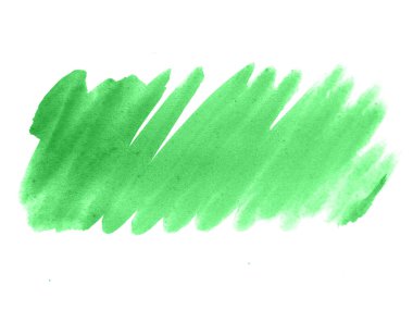 Yeşil suluboya karalama dokusu. Beyaz arka planda soyut suluboya. Bu bir el çizimi. Yeşil soyut suluboya arkaplan