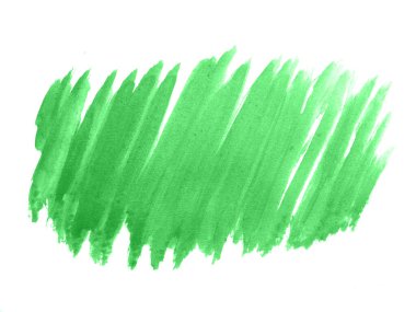 Yeşil suluboya karalama dokusu. Beyaz arka planda soyut suluboya. Bu bir el çizimi. Yeşil soyut suluboya arkaplan