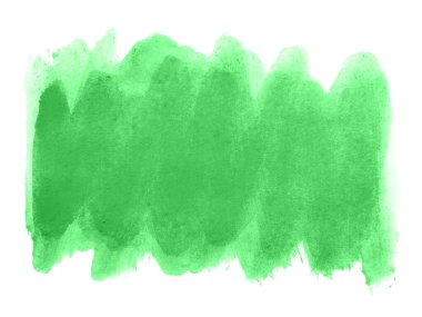Yeşil suluboya karalama dokusu. Beyaz arka planda soyut suluboya. Bu bir el çizimi. Yeşil soyut suluboya arkaplan