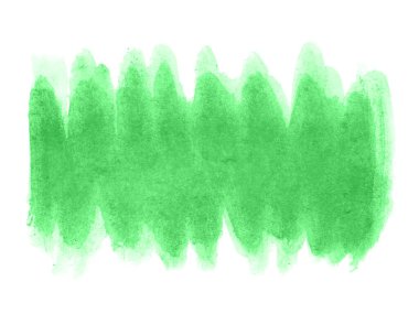 Yeşil suluboya karalama dokusu. Beyaz arka planda soyut suluboya. Bu bir el çizimi. Yeşil soyut suluboya arkaplan