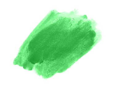 Yeşil suluboya karalama dokusu. Beyaz arka planda soyut suluboya. Bu bir el çizimi. Yeşil soyut suluboya arkaplan