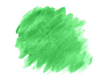 Yeşil suluboya karalama dokusu. Beyaz arka planda soyut suluboya. Bu bir el çizimi. Yeşil soyut suluboya arkaplan