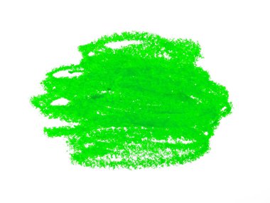 Yeşil pastel boya dokusu. Pastel boya lekesi. Beyaz arka planda soyut boya kalemi. Bu bir el çizimi. Yeşil soyut boya kalemi arkaplanı