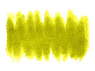 Sarı suluboya karalama dokusu. Beyaz arka planda soyut suluboya. Bu bir el çizimi. Sarı soyut suluboya arkaplan