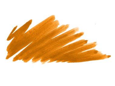 Turuncu suluboya karalama dokusu. Beyaz arka planda soyut suluboya. Bu bir el çizimi. Turuncu soyut suluboya arkaplan