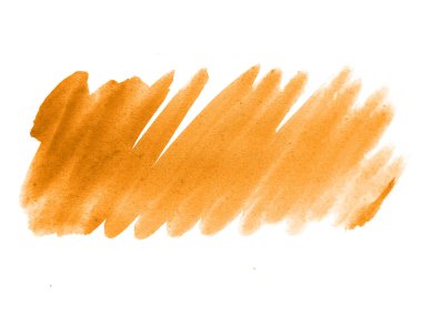 Turuncu suluboya karalama dokusu. Beyaz arka planda soyut suluboya. Bu bir el çizimi. Turuncu soyut suluboya arkaplan