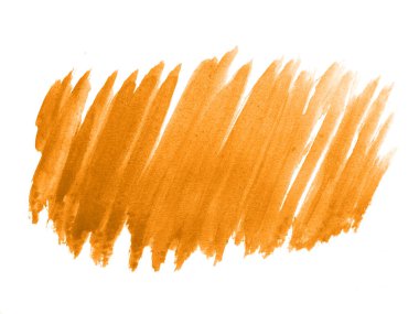 Turuncu suluboya karalama dokusu. Beyaz arka planda soyut suluboya. Bu bir el çizimi. Turuncu soyut suluboya arkaplan