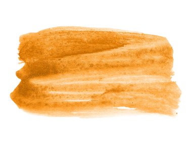 Turuncu suluboya karalama dokusu. Beyaz arka planda soyut suluboya. Bu bir el çizimi. Turuncu soyut suluboya arkaplan