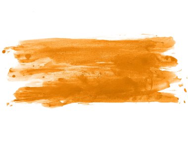 Turuncu suluboya karalama dokusu. Beyaz arka planda soyut suluboya. Bu bir el çizimi. Turuncu soyut suluboya arkaplan