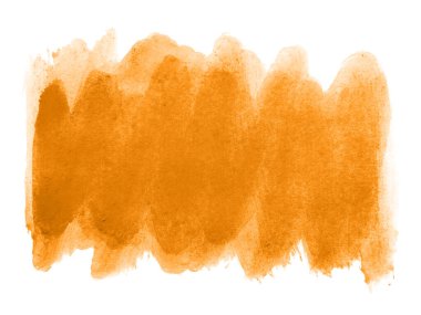 Turuncu suluboya karalama dokusu. Beyaz arka planda soyut suluboya. Bu bir el çizimi. Turuncu soyut suluboya arkaplan