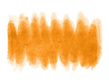 Turuncu suluboya karalama dokusu. Beyaz arka planda soyut suluboya. Bu bir el çizimi. Turuncu soyut suluboya arkaplan