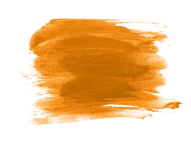 Turuncu suluboya karalama dokusu. Beyaz arka planda soyut suluboya. Bu bir el çizimi. Turuncu soyut suluboya arkaplan