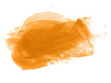 Turuncu suluboya karalama dokusu. Beyaz arka planda soyut suluboya. Bu bir el çizimi. Turuncu soyut suluboya arkaplan