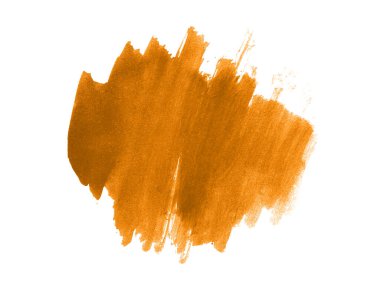 Turuncu suluboya karalama dokusu. Beyaz arka planda soyut suluboya. Bu bir el çizimi. Turuncu soyut suluboya arkaplan