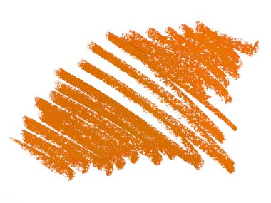 Kahverengi pastel boya dokusu. Pastel boya lekesi. Beyaz arka planda soyut boya kalemi. Bu bir el çizimi. Turuncu soyut boya kalemi arkaplanı