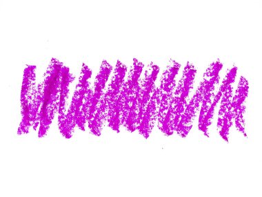 Mor pastel boya dokusu. Pastel boya lekesi. Beyaz arka planda soyut boya kalemi. Bu bir el çizimi. Violet veya pembe soyut boya kalemi arkaplanı