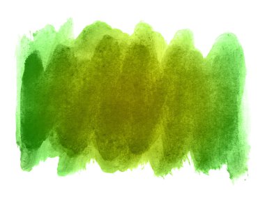 Yeşil ve sarı suluboya karalama dokusu. Bu bir el çizimi. Yeşil ve sarı soyut suluboya arkaplan