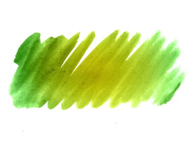 Yeşil ve sarı suluboya karalama dokusu. Bu bir el çizimi. Yeşil ve sarı soyut suluboya arkaplan