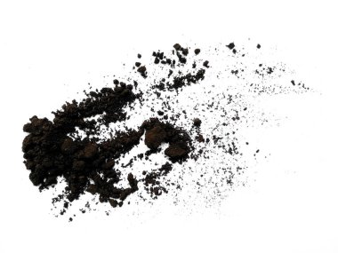 Kırpma yolu ile toprak düzenleme. Beyaz arka planda toprak dokusu. Kil zemin, Kahverengi zemin