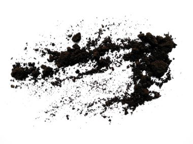 Kırpma yolu ile toprak düzenleme. Beyaz arka planda toprak dokusu. Kil zemin, Kahverengi zemin