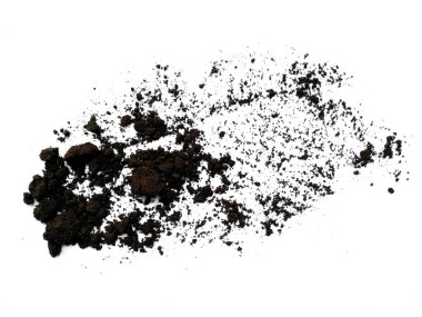 Kırpma yolu ile toprak düzenleme. Beyaz arka planda toprak dokusu. Kil zemin, Kahverengi zemin