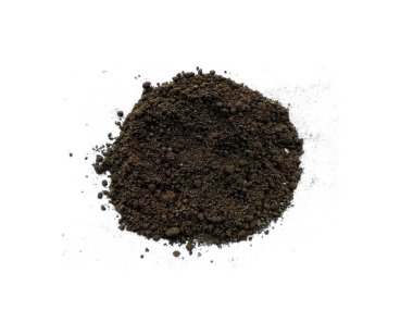 Kırpma yolu ile toprak düzenleme. Beyaz arka planda toprak dokusu. Kil zemin, Kahverengi zemin