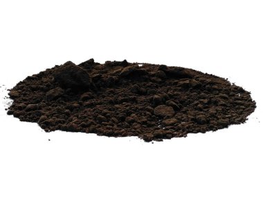 Kırpma yolu ile toprak düzenleme. Beyaz arka planda toprak dokusu. Kil zemin, Kahverengi zemin